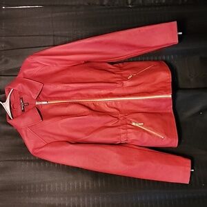 Deep red faux leather women's jacket size medium